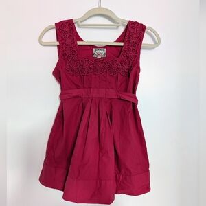 Yoana Baraschi Raspberry Floral-Applique Square Neck Tank